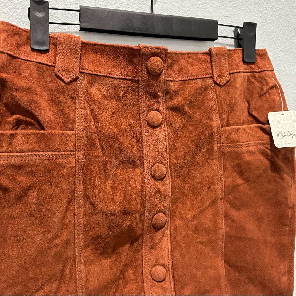 NWT Free People Blank NYC Sun Valley Skirt rust Sedona red - Picture 9 of 11